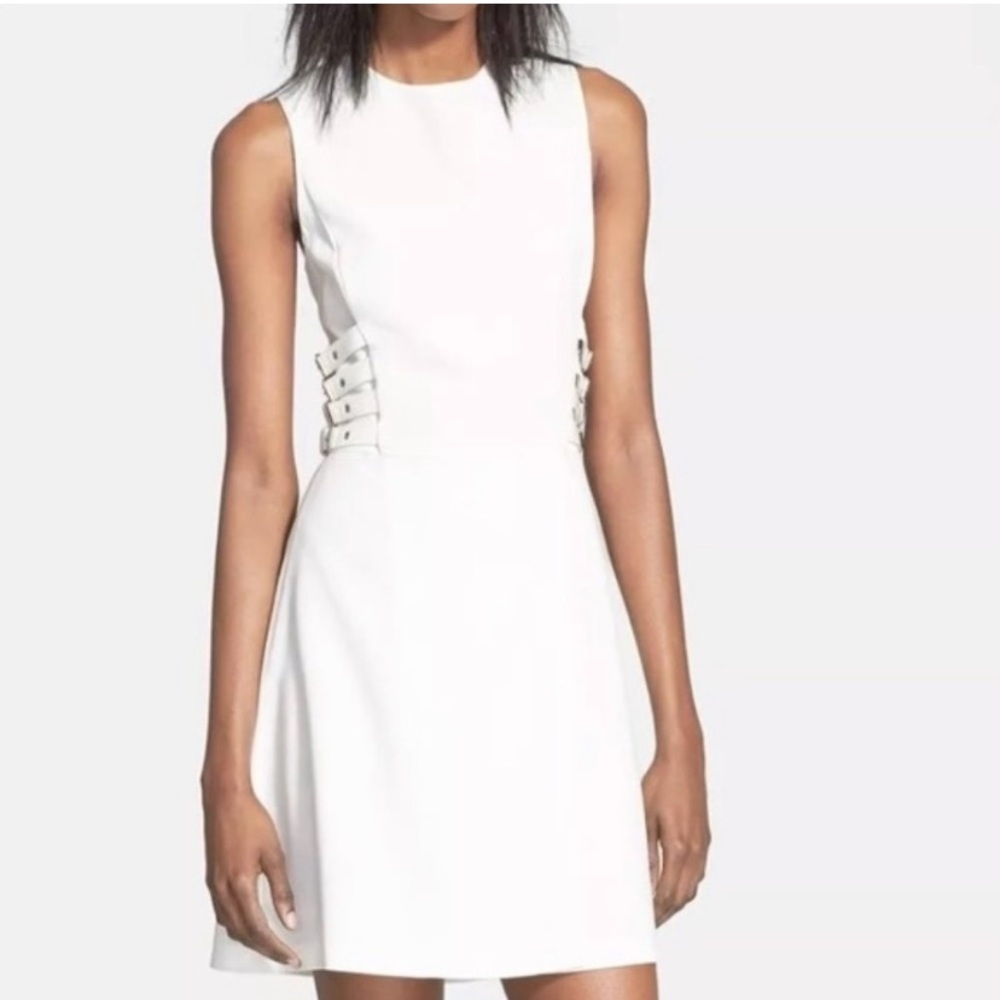 A.L.C. Anderson White Buckled Crepe Dress